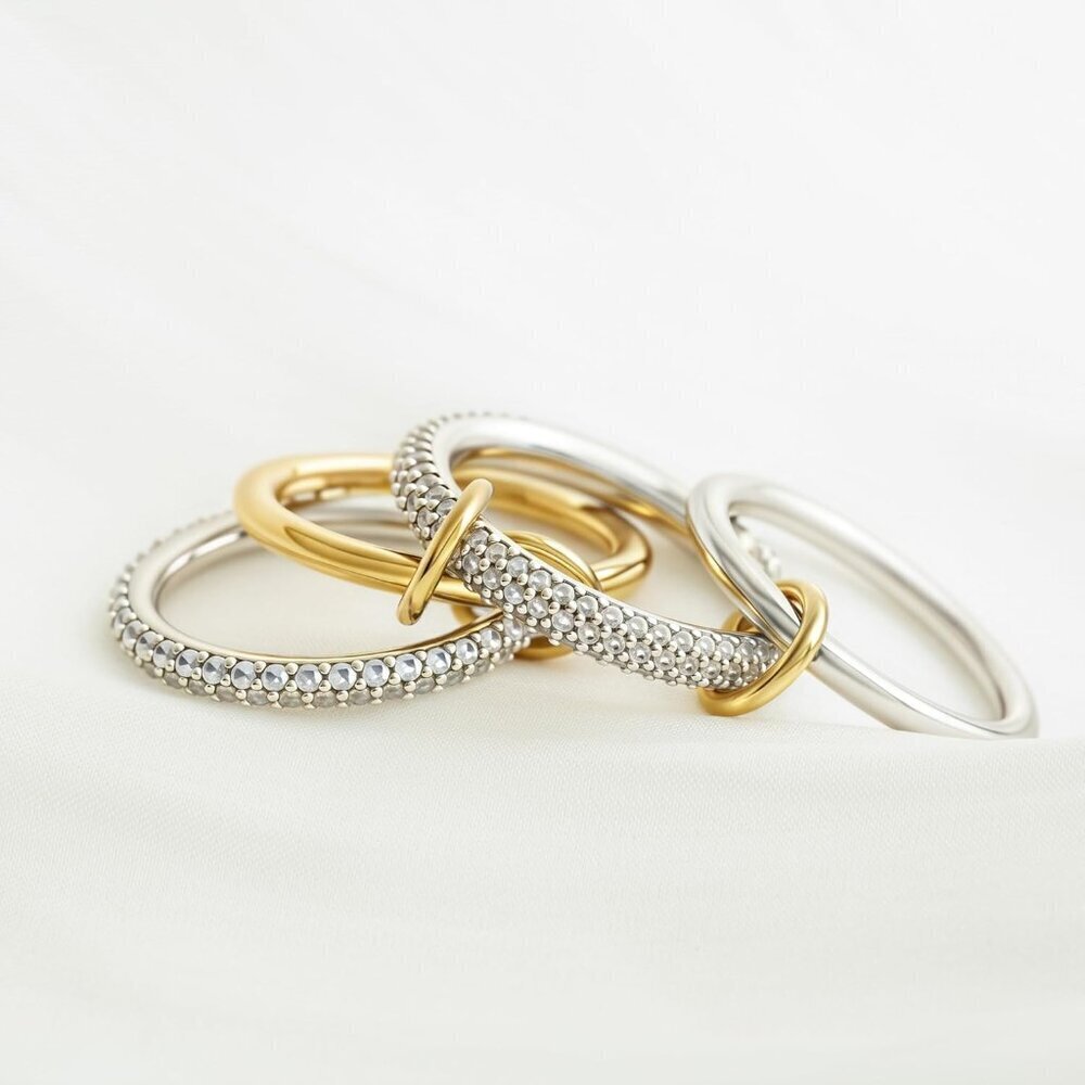 Stackable Rings Women's Gold Silver Cubic Zirconia Jewelry Set - Picture 5 of 7